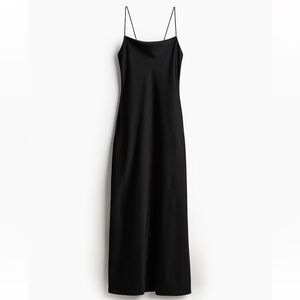 New Elegant Black Open Back Satin Dress